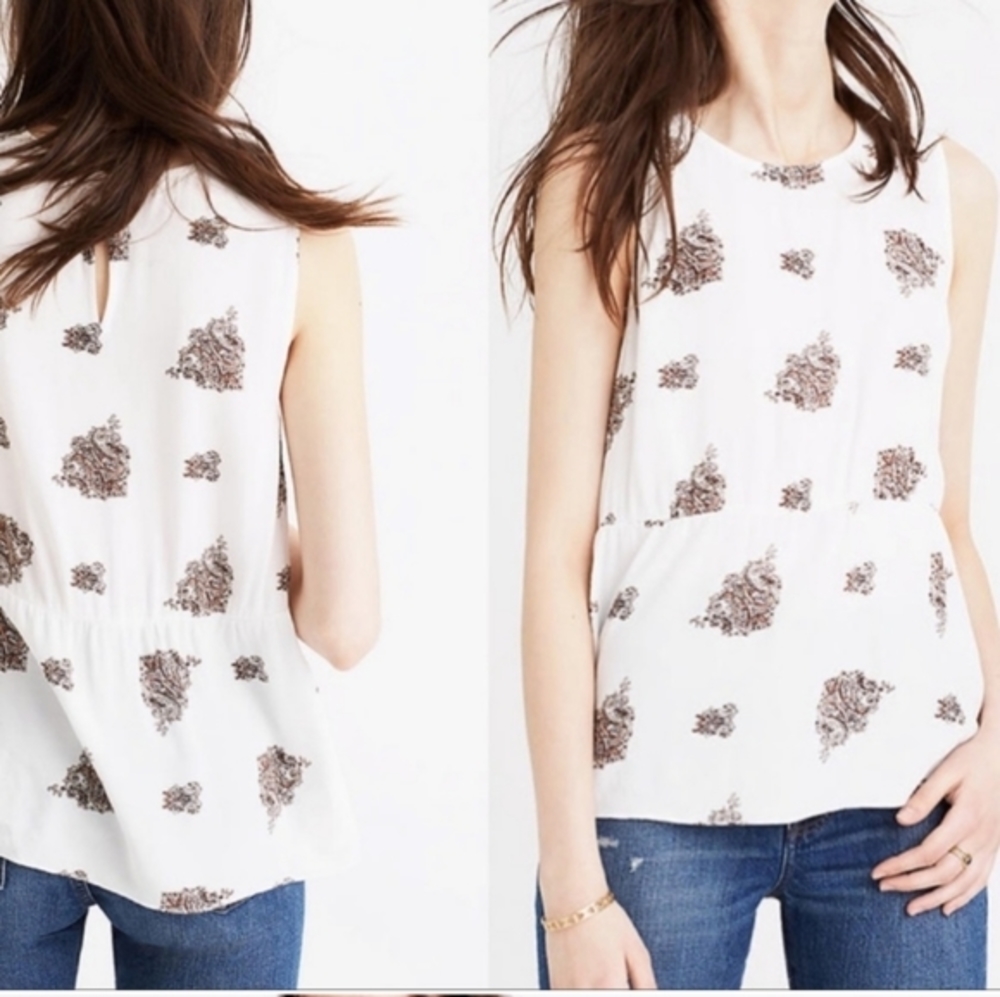Madewell Floating Paisley Peplum Blouse Top Shirt Size Medium